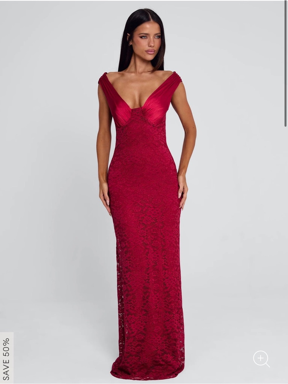 Scarlet Lace Off-Shoulder Mermaid Maxi Dress